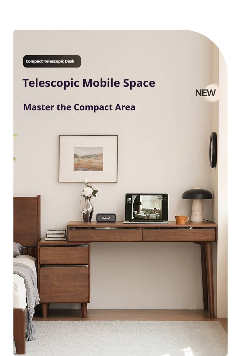 Black Walnut Solid Wood Integrated Desk With Drawer