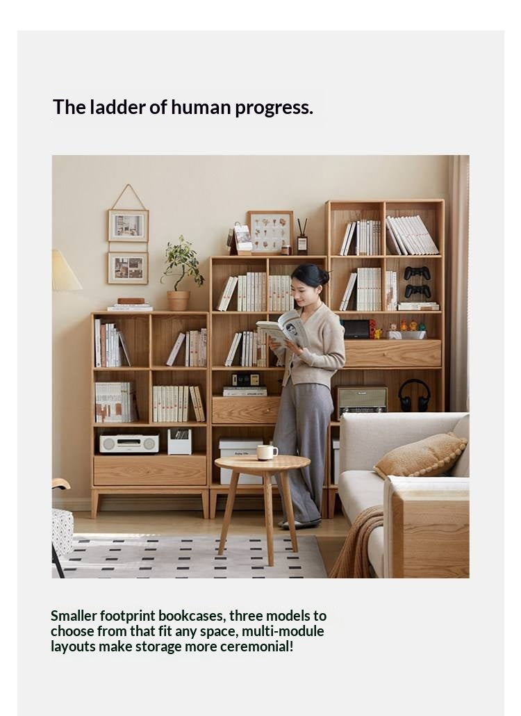 Oak Solid Wood Nordic Style Bookcase