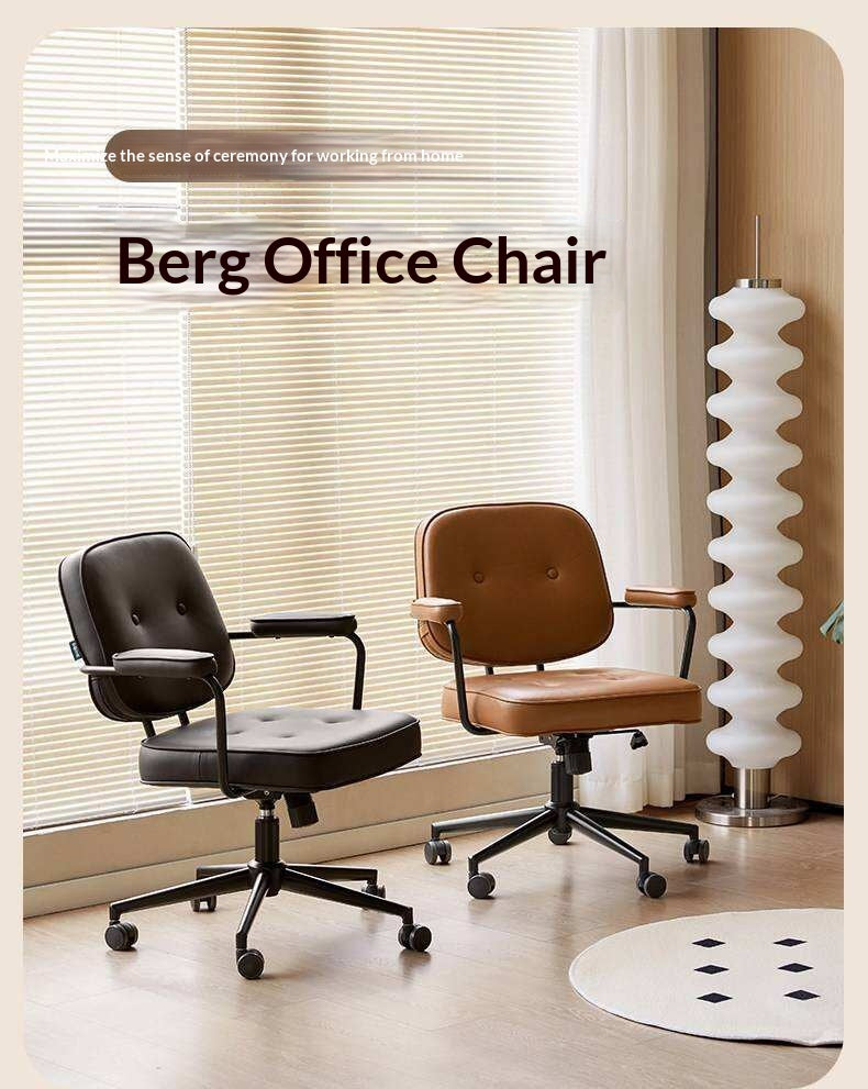 Leather Swivel Office Chair with Armrests