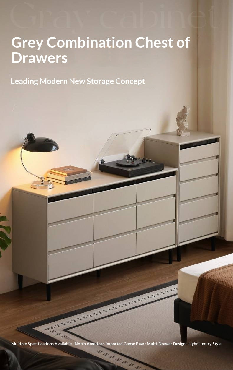Solid Rubberwood Light Luxury Chest of Drawers