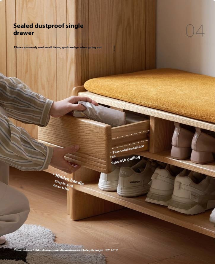 Oak Solid Wood Shoe Changing Stool