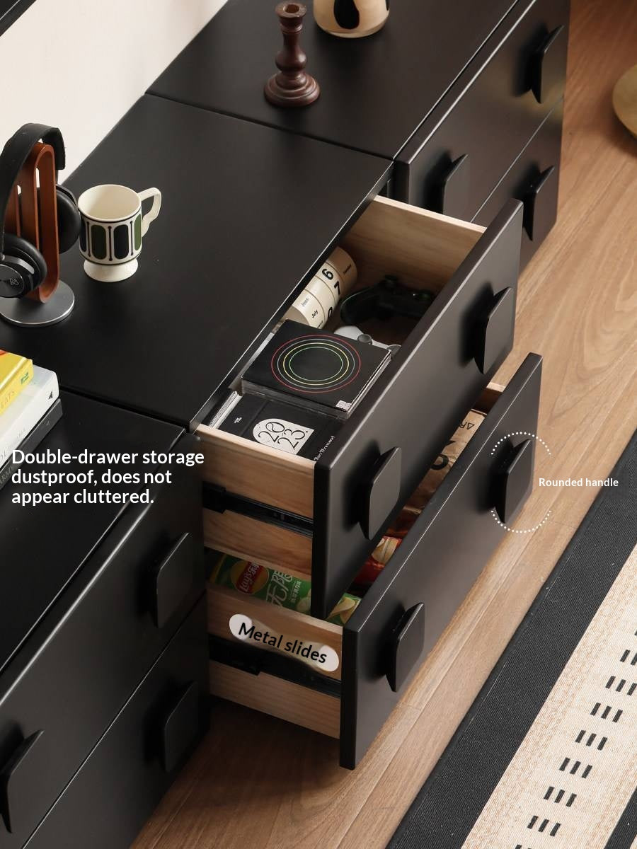 Solid RubberWood TV French Retro Floor Module Combination TV Cabinet.