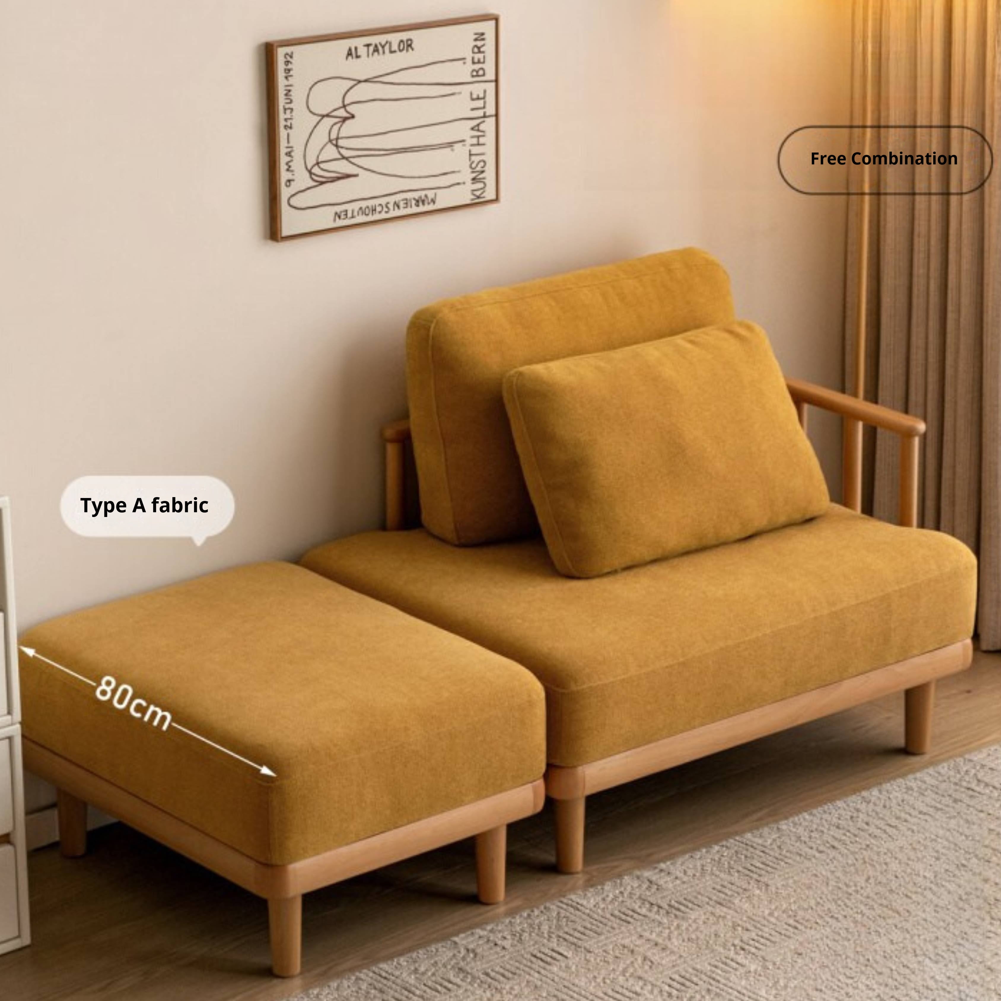 European Beech Wood Fabric Free Combination Sofa