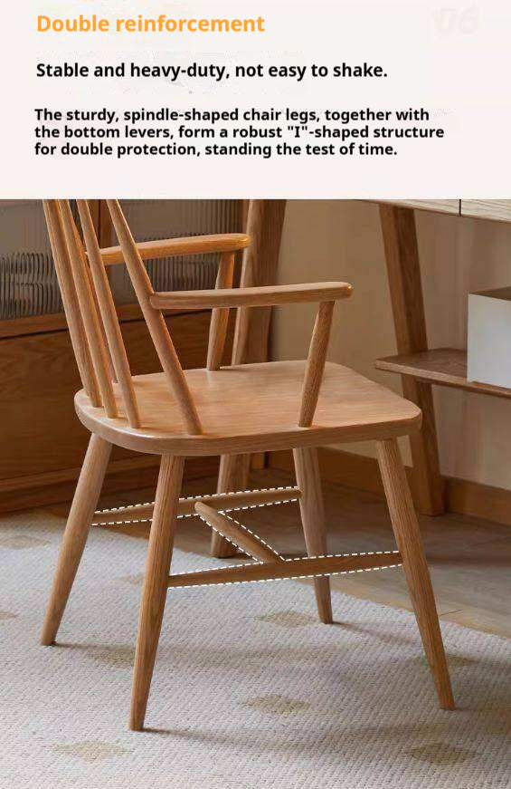 Set 4 pcs Oak Solid Wood Dining Armchair Leisure Chair
