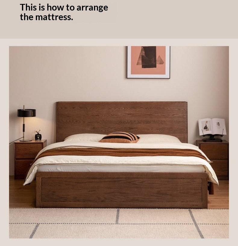 Oak Solid Wood Box Bed — Modern Minimalist Design