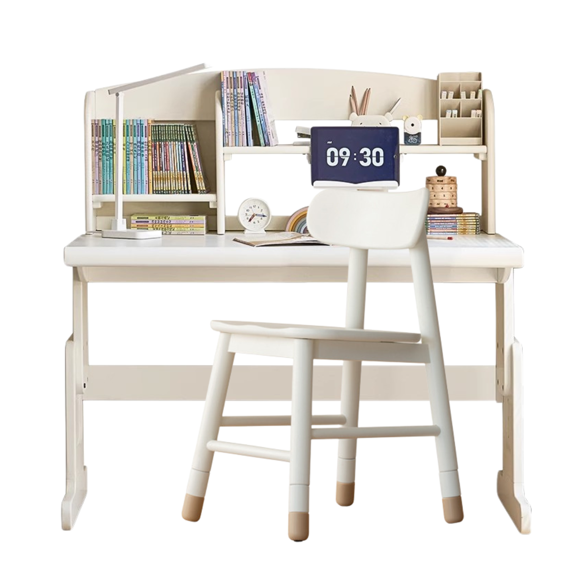 Beech Solid wood lift study desk  adjustable white children's desk