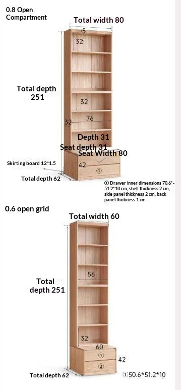 Ash Solid Wood Wall-Mounted Bookcase with Integrated Study Shelf