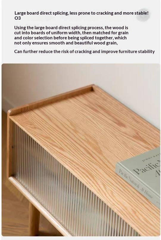 Oak Solid Wood TV Stand Sliding Door.