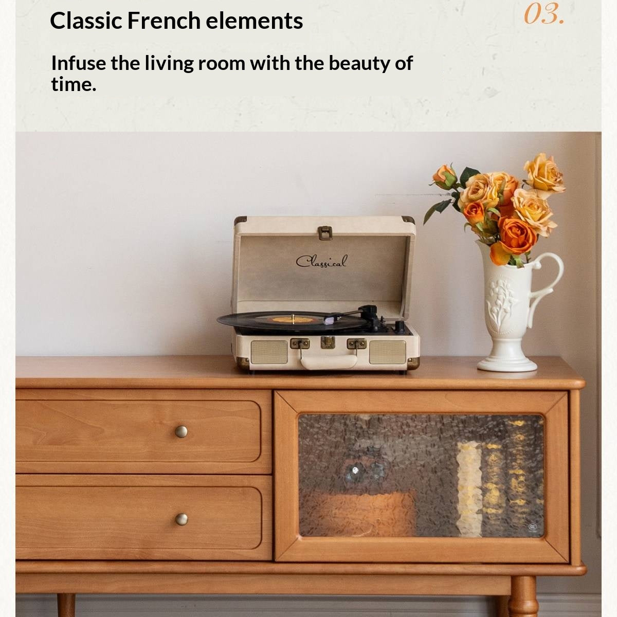Birch Solid Wood French Country TV Console with Turned Legs