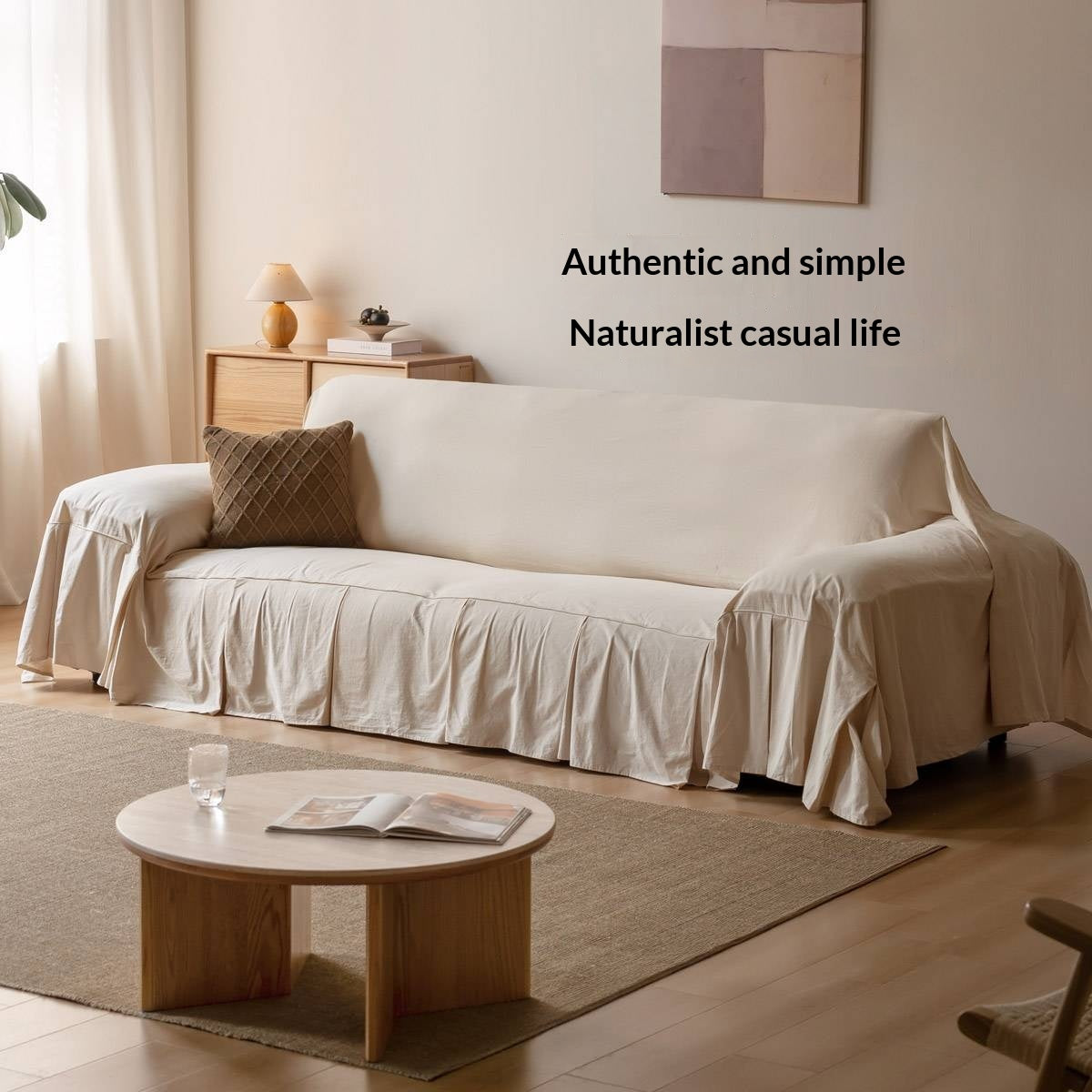 100% Cotton Sofa Cover, All-Season Washable Slipcover, Breathable Dustproof Sofa Protector