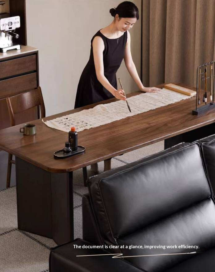 Black Walnut Solid Wood Dining Table with Italian Light Luxury Design
