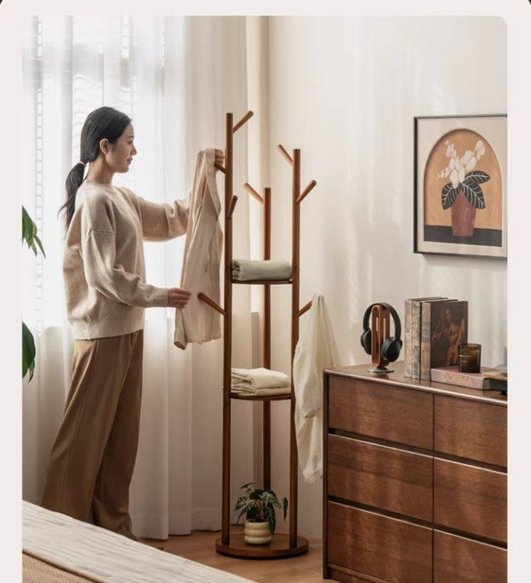 Solid Rubberwood Modern Minimalist Clothes Rack