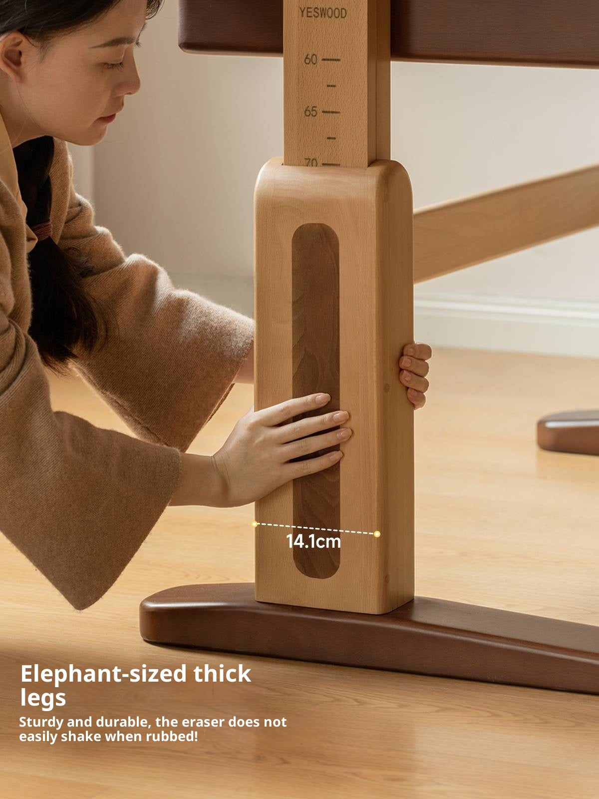 Beech Solid Wood Adjustable Height-Adjustable Study Desk