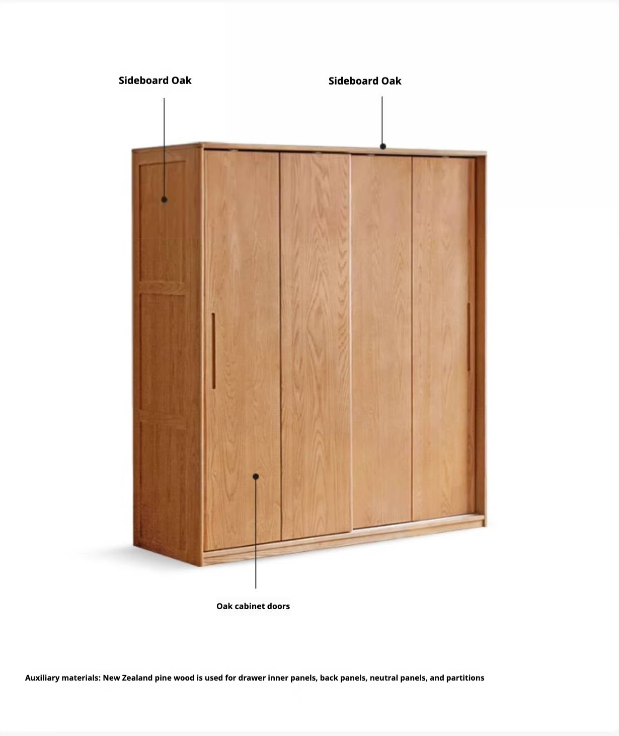 Oak, Ash Solid Wood Wardrobe With Sliding Doors
