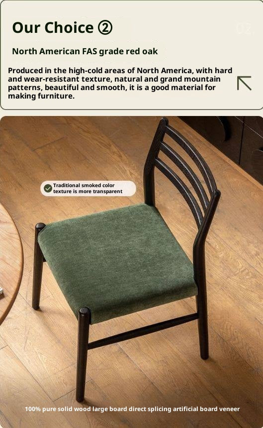 Set 4 pcs Cherry, Ash Solid Wood Artistic Retro Style Dining Chair