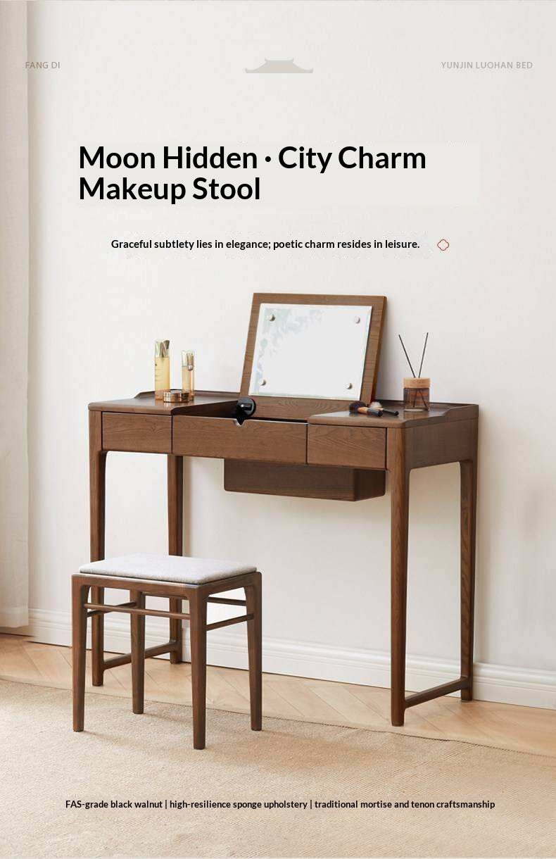 ASh Solid Wood Makeup Stool