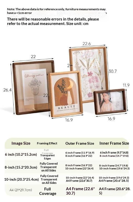 Black Walnut, Beech Solid Wood Photo Frame
