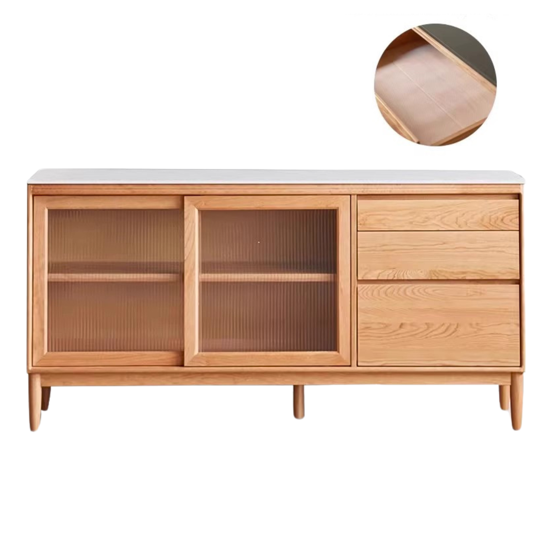 Oak Solid Wood Large Capacity Storage Sideboard,