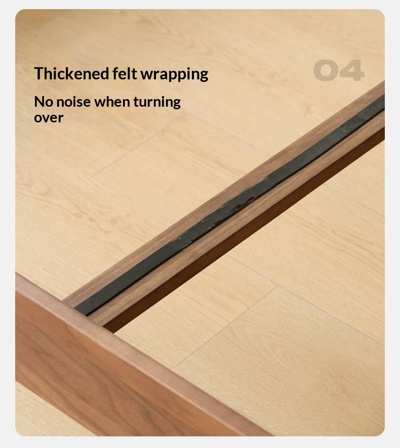 Black Walnut Solid Wood Bed with Top Genuine Leather Upholstery and Nordic High Headboard