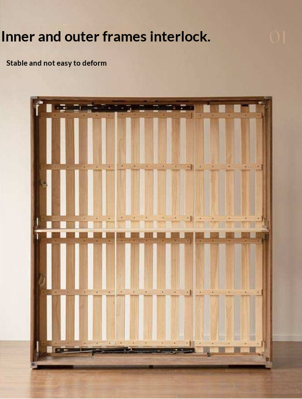 Oak Solid Wood Modern Simple Double Storage Box Bed