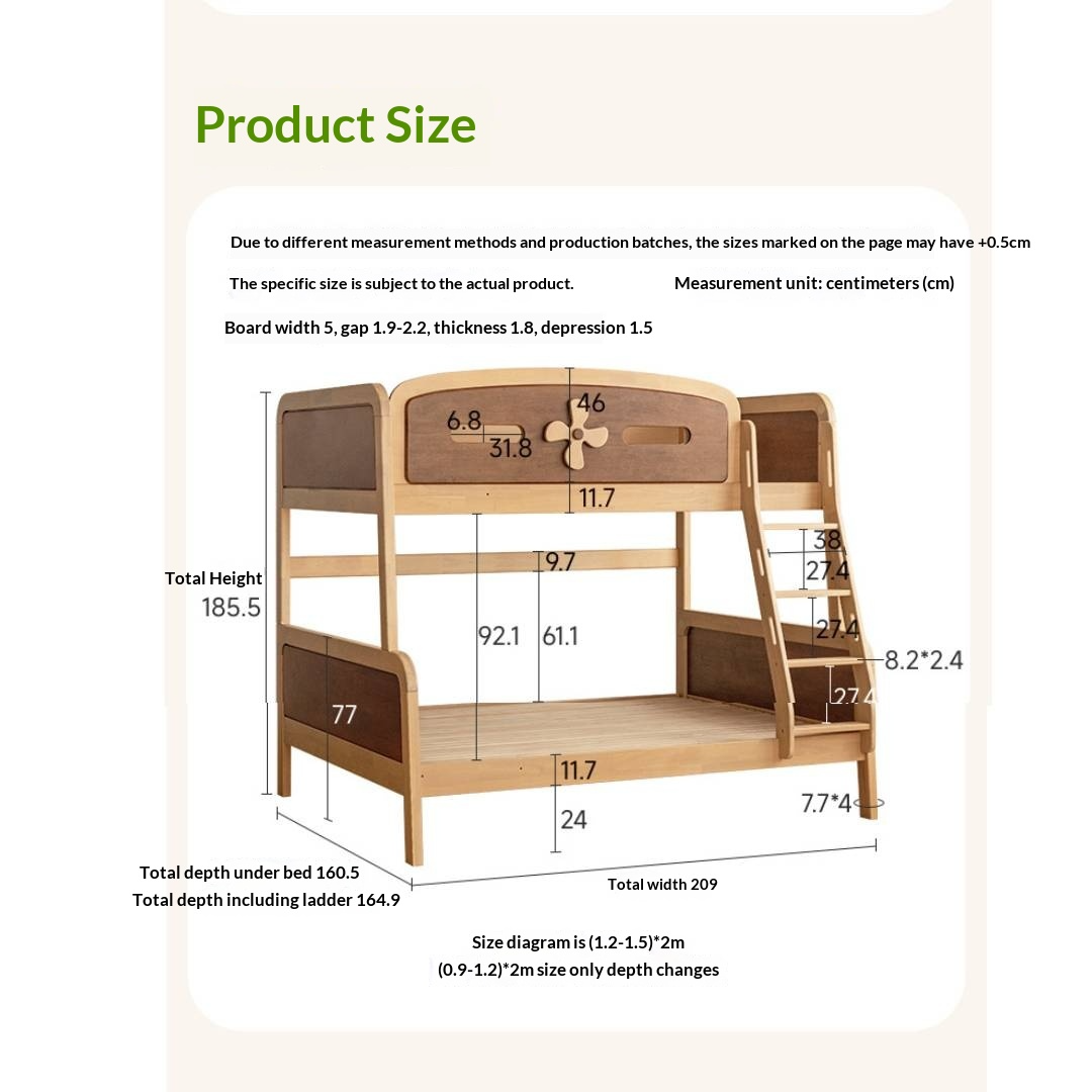 Rubberwood Solid Wood Children's Bunk Bed
