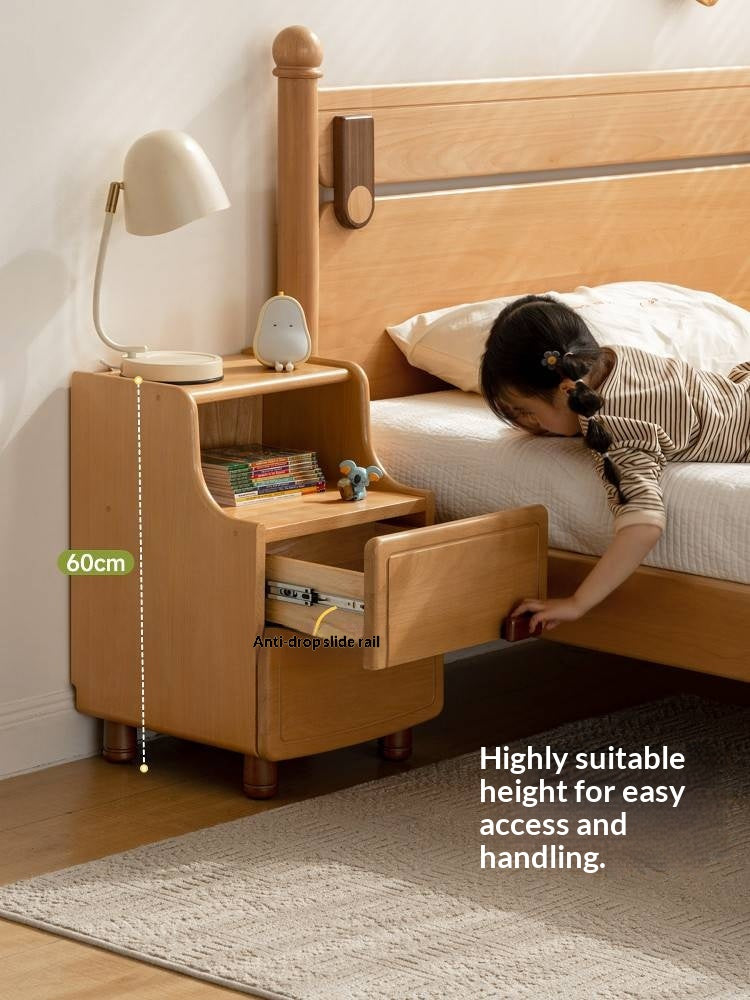 Beech Solid Wood Modern Kids Nightstand.