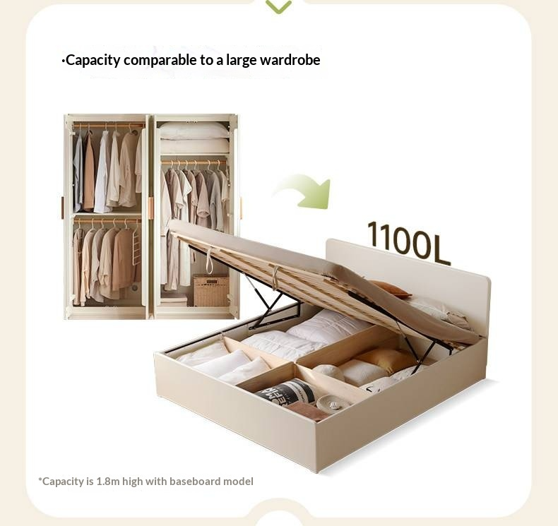 Rubberwood Solid Wood Bed — Modern Minimalist White Box Design