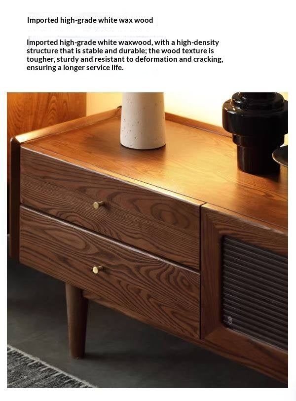 Ash Solid Wood TV Cabinet Minimalist Rock Plate