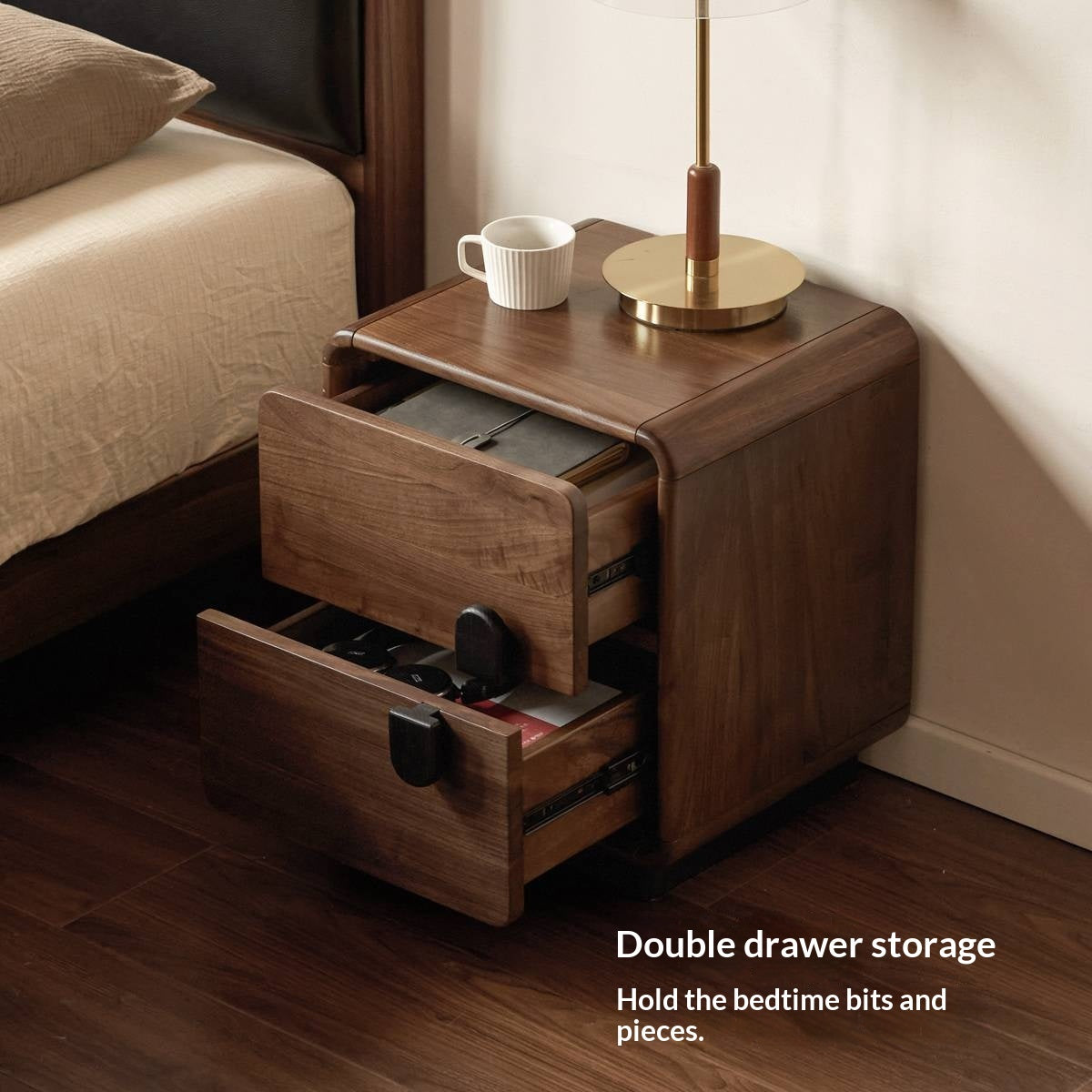 Black Walnut Solid Wood Nightstand