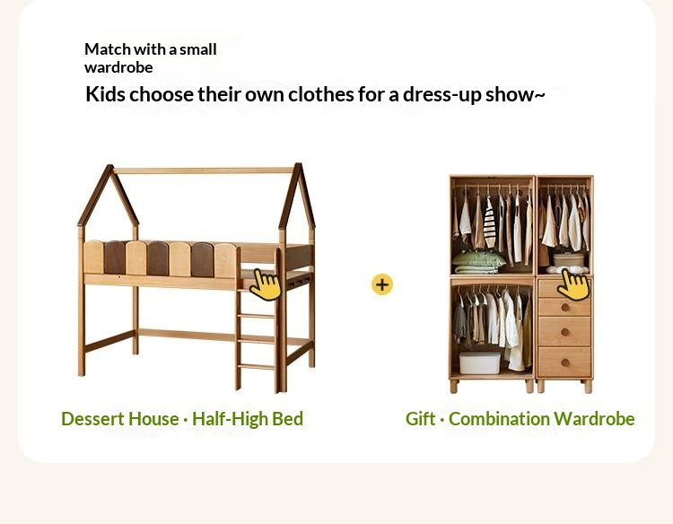 Beech Solid Wood Children's Treehouse Bed Multifunctional Loft Bed