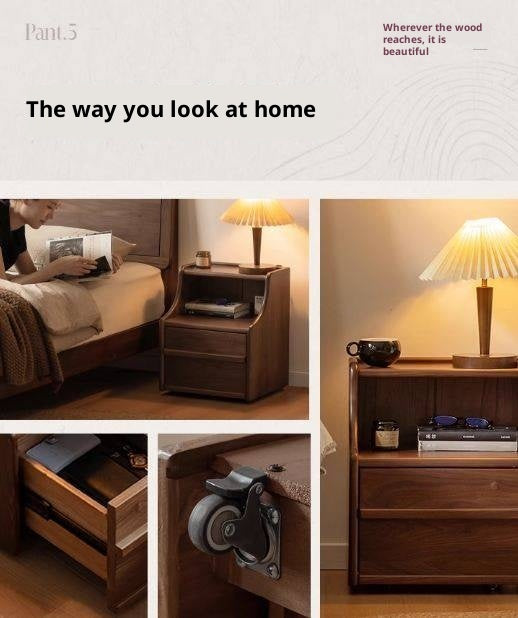 Black Walnut Solid Wood Italian Light Luxury Nightstand