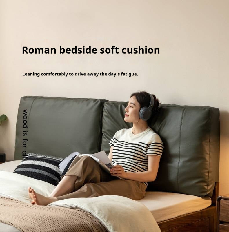 Soft Leather Headboard with Large Cushioned Backrest
