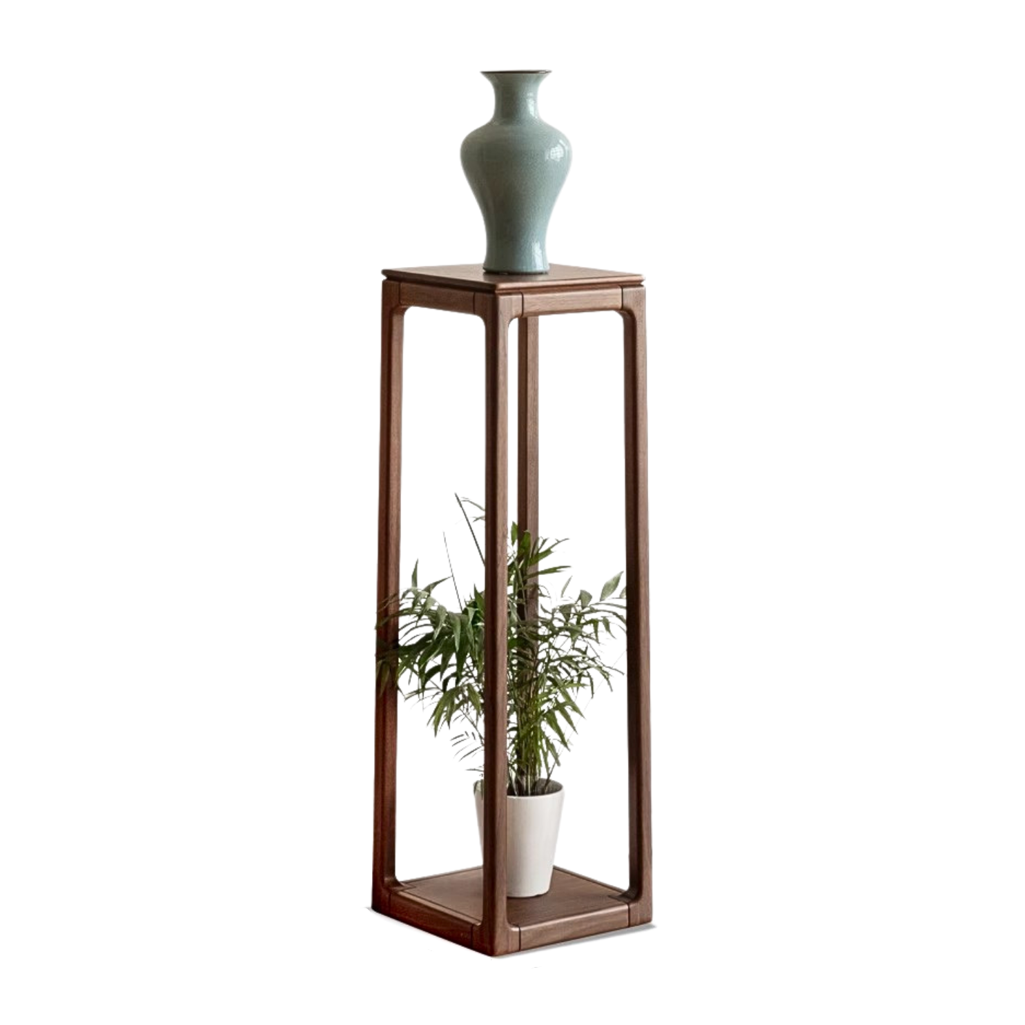 Black Walnut Solid Wood Double Layer Storage Flower Frame