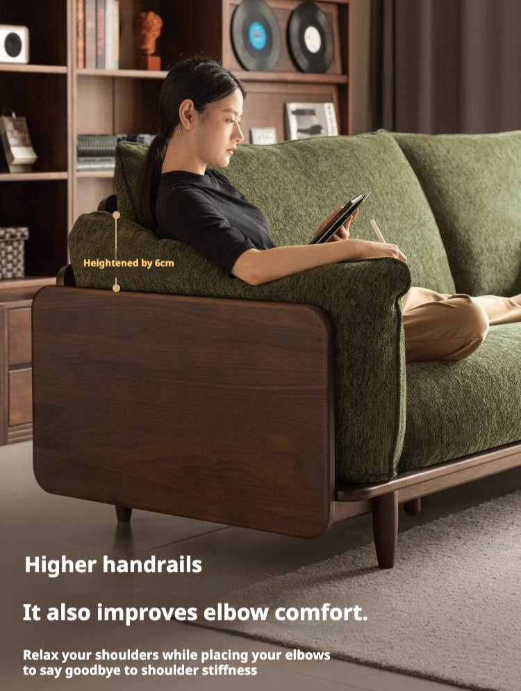 Black Walnut Solid Wood Fabric Sofa