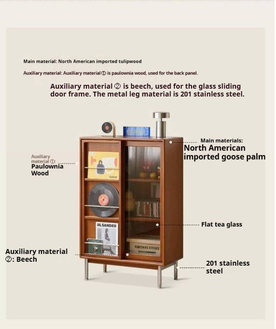 Tulipwood Solid Wood, Solid Longan Hardwood Ancient Style Sliding Door Side Cabinet