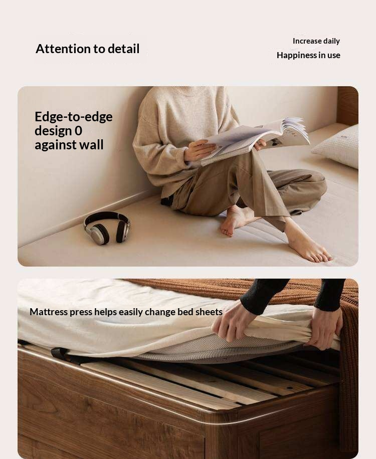 Black Walnut Solid Wood Italian Luxury Storage Bed