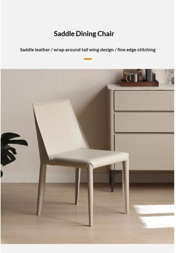 Set 4 pcs Saddle Leather Dining Chair