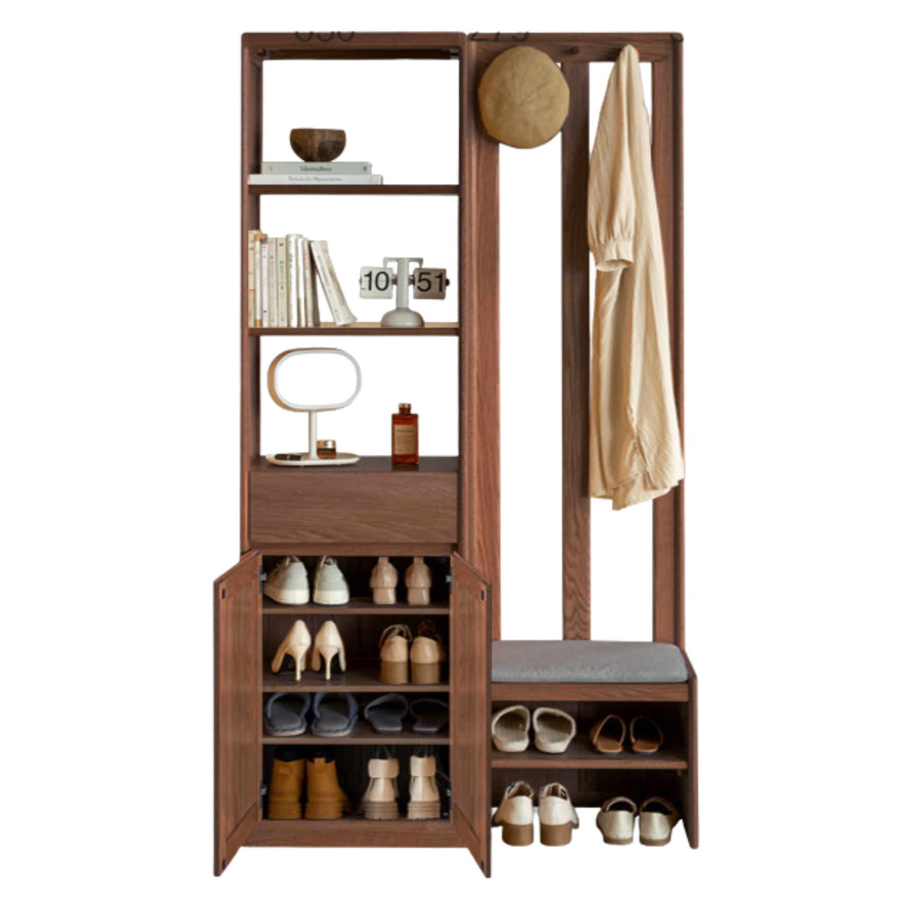 Oak Solid Wood Clothes Hangers Racks, Shoe Cabinets