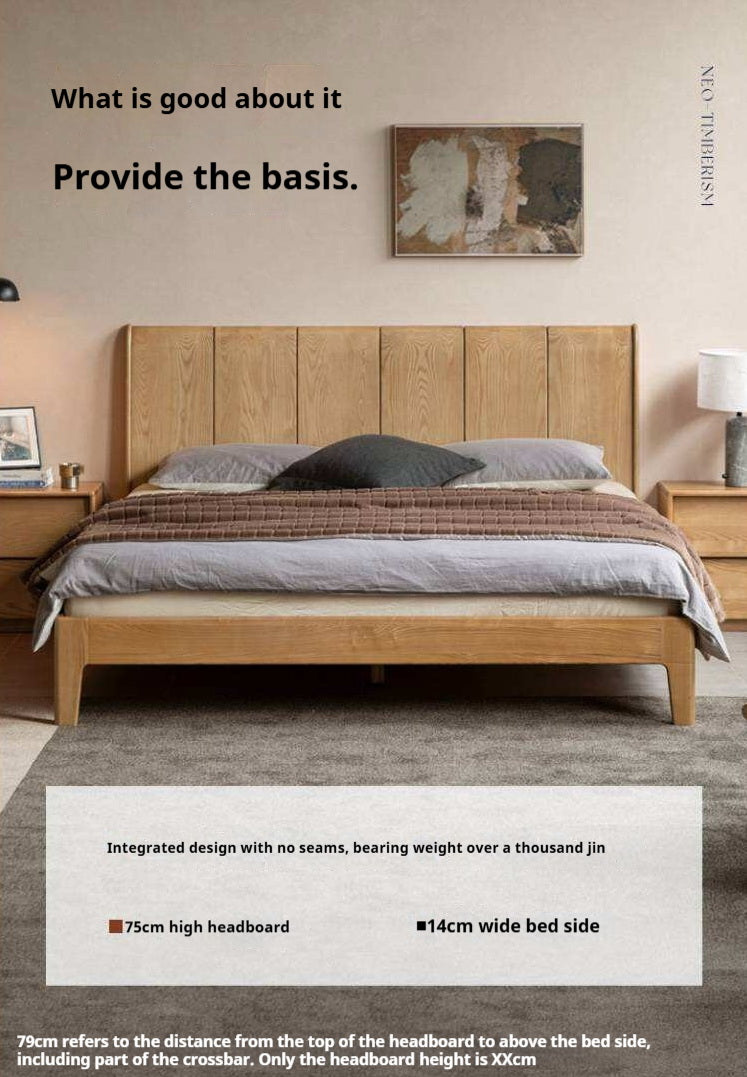 Ash Solid Wood Channel Tufted Platform Bed