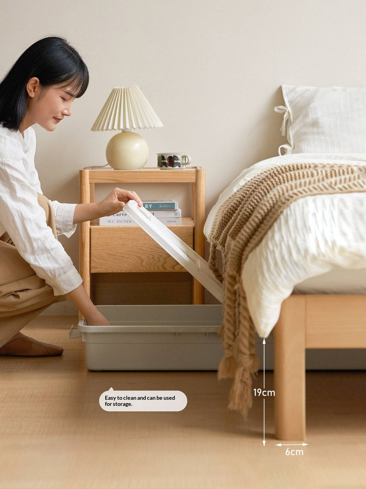 European Beech Solid Wood Platform Bed — Headboard-Free, Simple Design