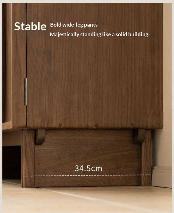 Black Walnut Solid Wood Lattice Door Side Cabinet with LED Lighting