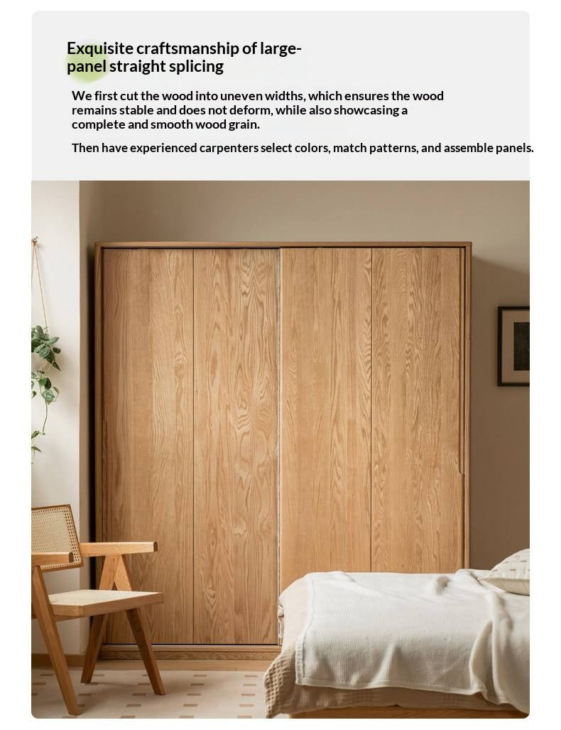 Oak Solid Wood Sliding Door Wardrobe