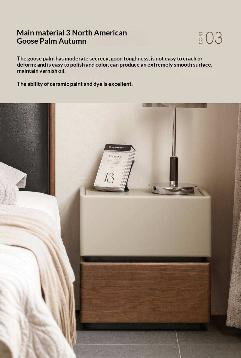 Black Walnut, Oak, Tulipwood Solid Wood, Solid Longan Hardwood Nightstand with Storage Drawer, Italian Style