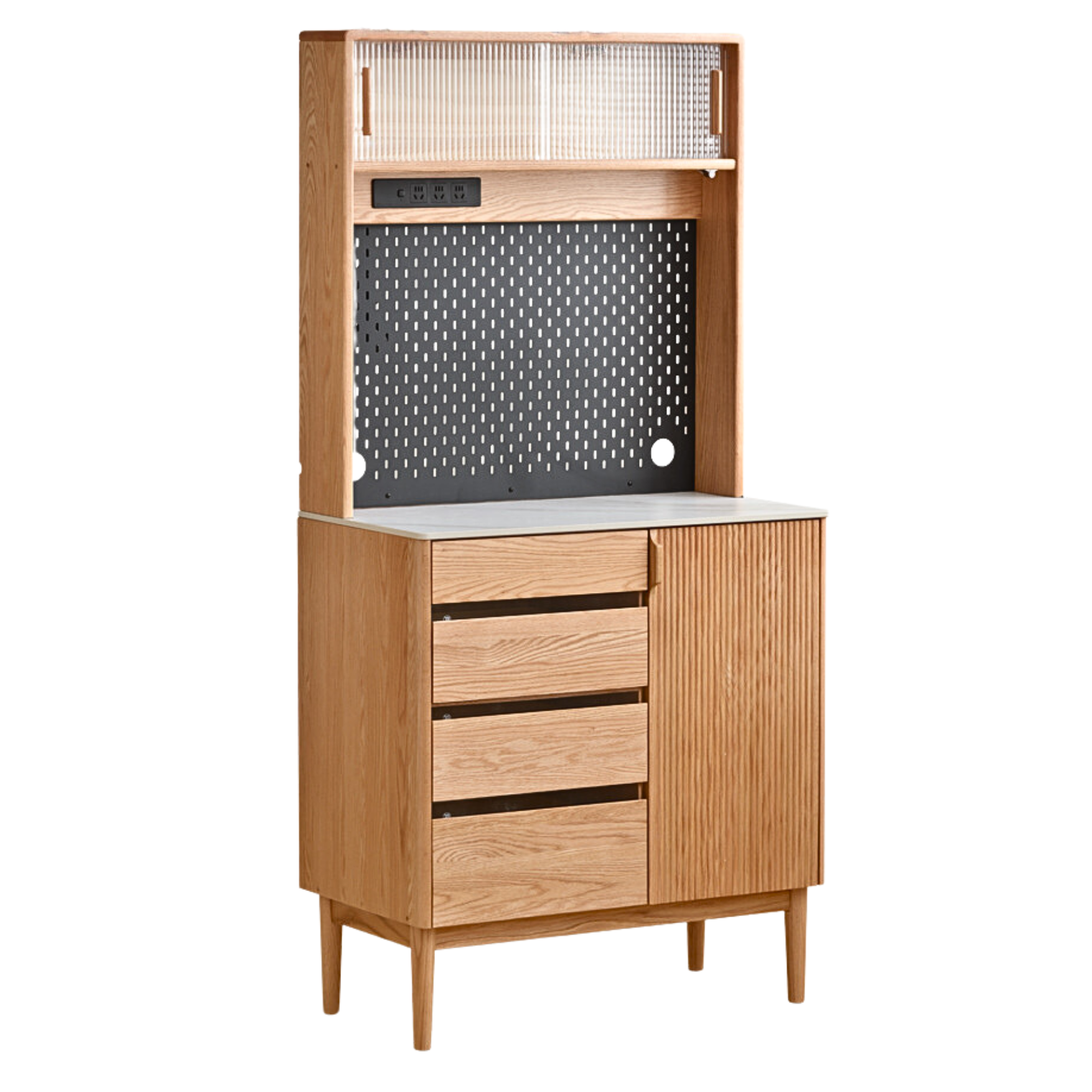 Oak solid wood modern rock board side high tea cabinet Buffet: