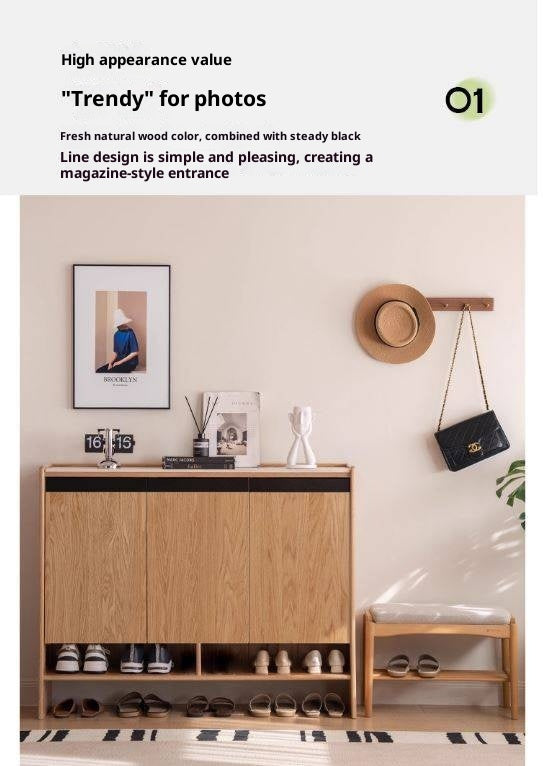 Oak Solid Wood Modern Shoe Cabinet