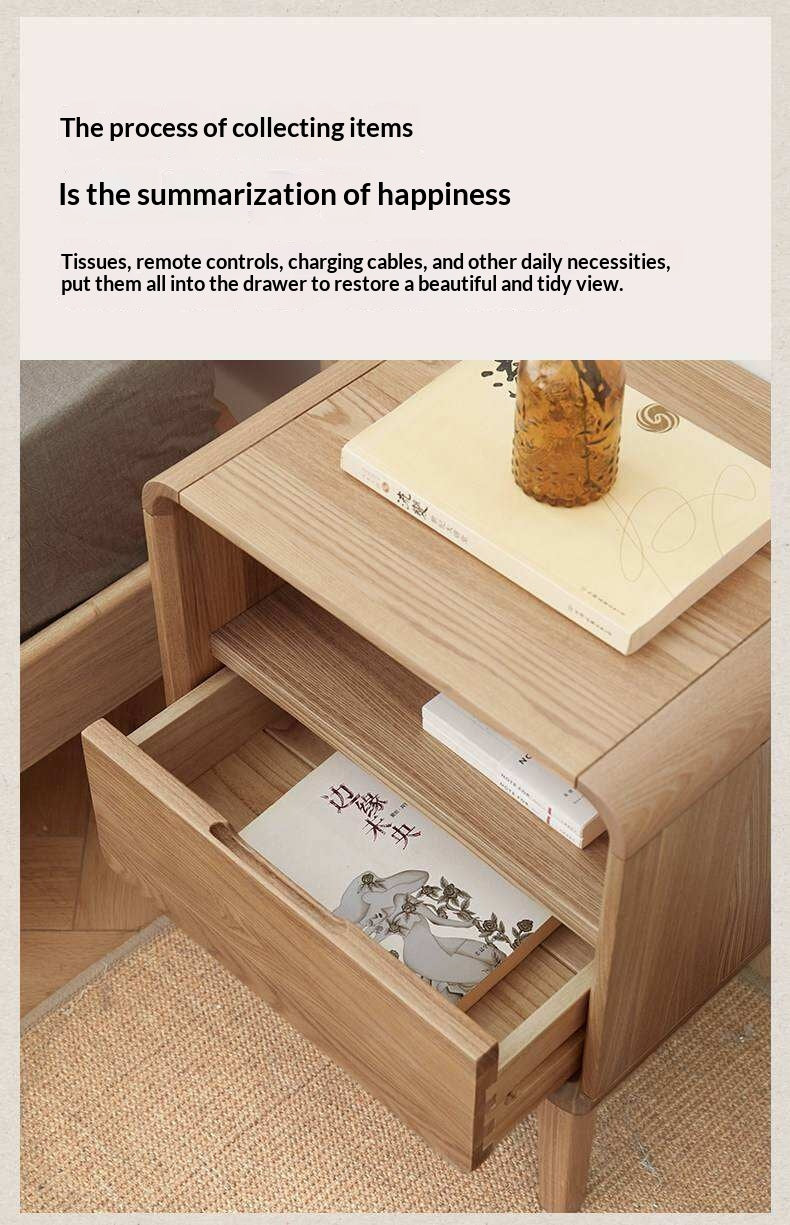 Ash Solid Wood Storage Modern Nightstand