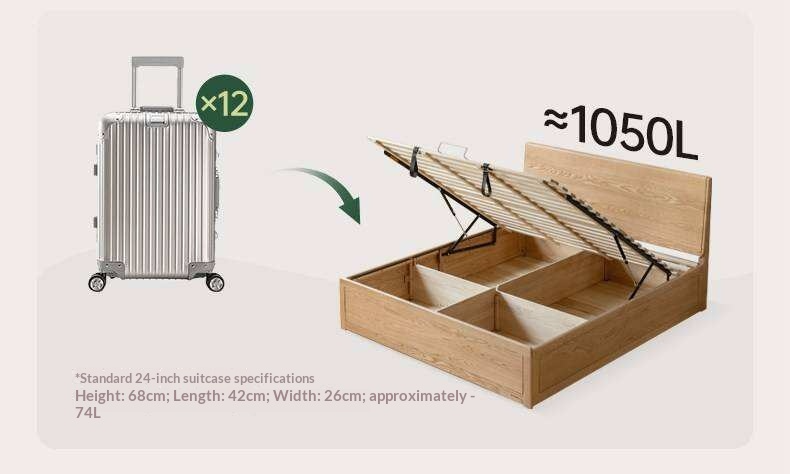 Oak Solid Wood Box Bed — Modern Minimalist Design