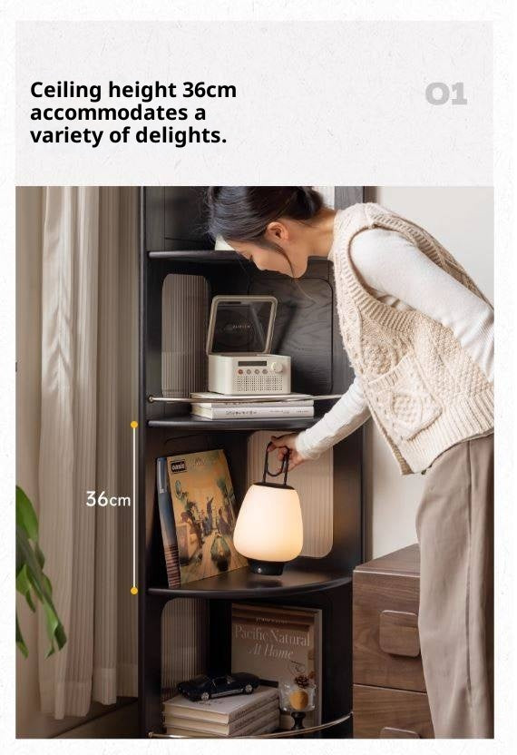 Oak Solid Wood Bauhaus Style Corner Bookshelf