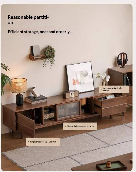 Black Walnut, Sandalwood, Ash Solid Wood Modern TV Cabinet