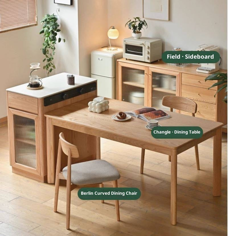 Oak, Beech Solid Wood Modern Rock Plate Island Table